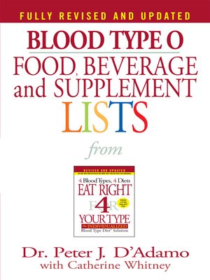 Blood Type O Food, Beverage and Supplemental Lists - ebook